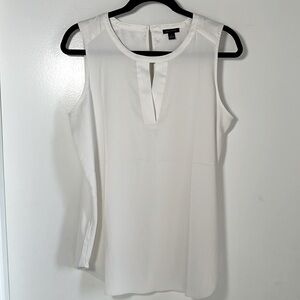 Ann Taylor Silky Sleeveless White/Cream Blouse w/ Keyhole Cutout (Size M)